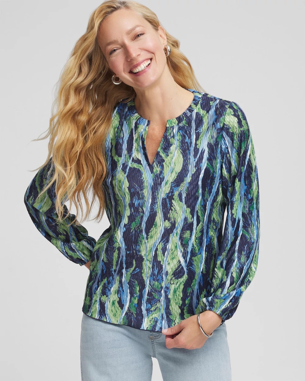 Chico's Customer Favorite | Ocean Plume Crinkle Top