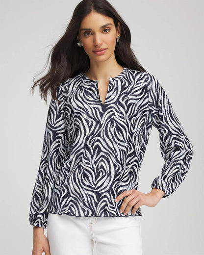 Chico's Customer Favorite | Zebra Waves Crinkle Top