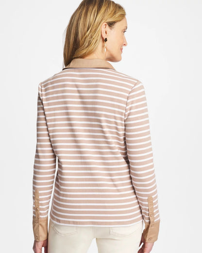 Chico's Popular | Striped Collared Rib Mix Henley