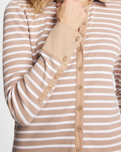 Chico's Popular | Striped Collared Rib Mix Henley