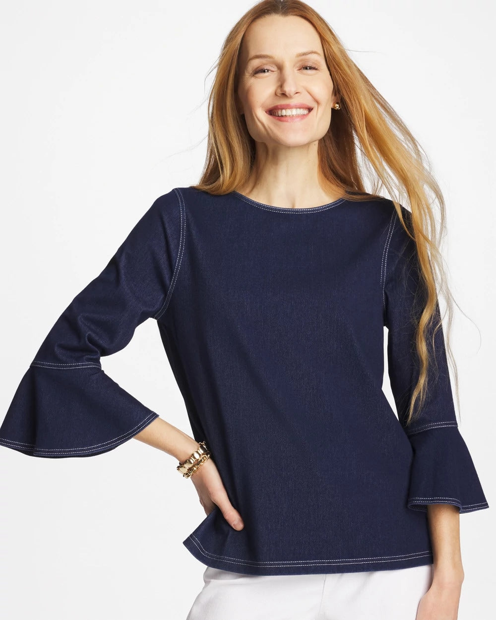 Chico's Popular | Indigo Denim Trumpet Sleeve Top