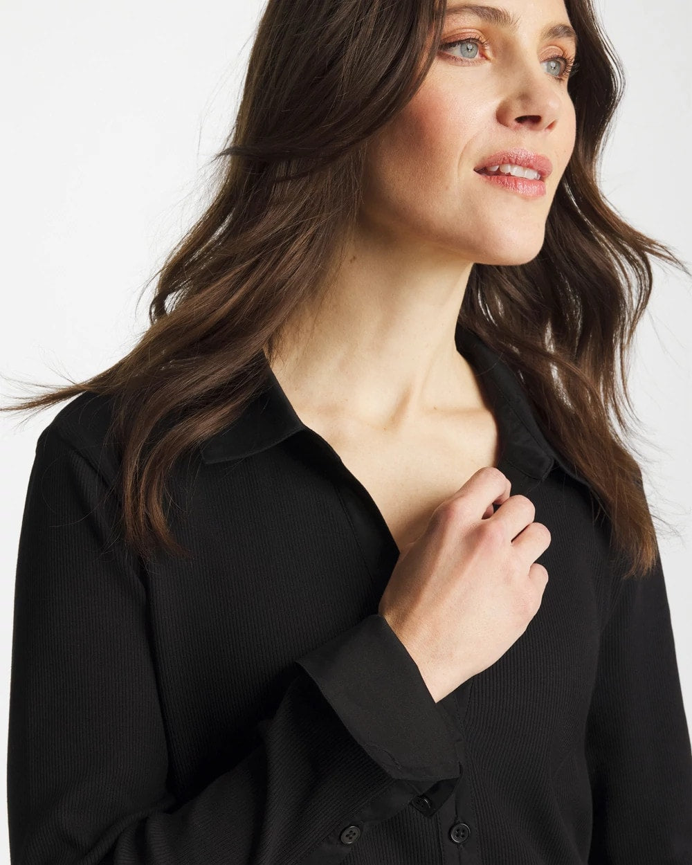 Chico's Signature | Collared Rib Mix Henley