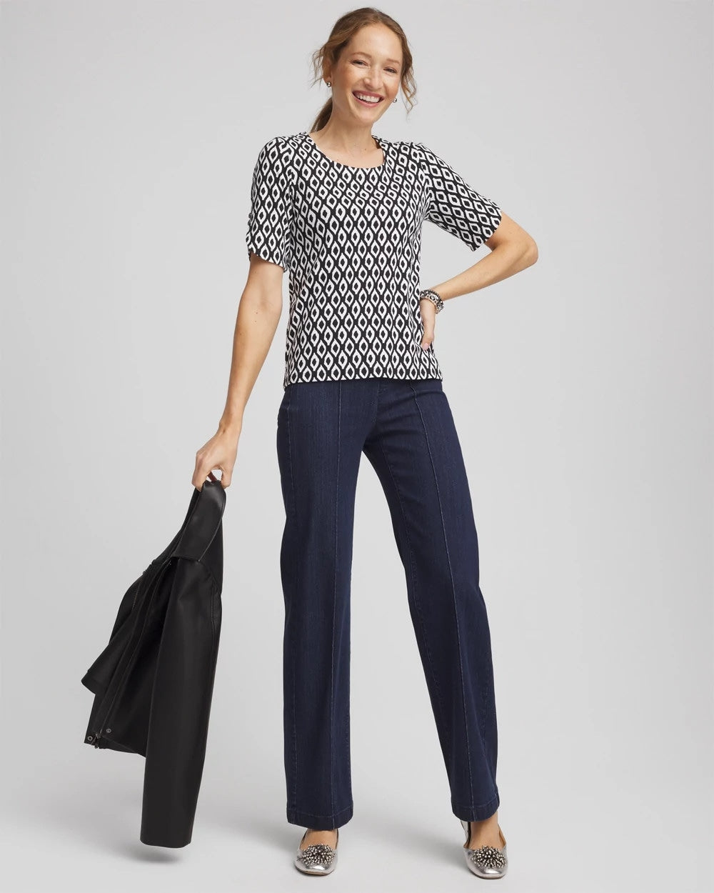 Chico's Featured | Printed Pima Elbow Sleeve Tee