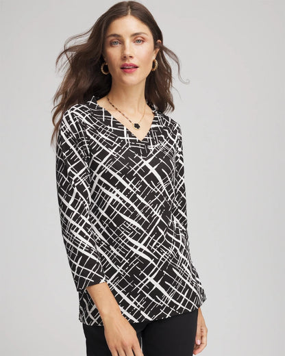 Chico's Essential | Printed Pima 3/4 Sleeve Tee