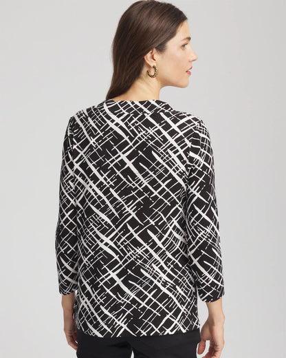 Chico's Essential | Printed Pima 3/4 Sleeve Tee
