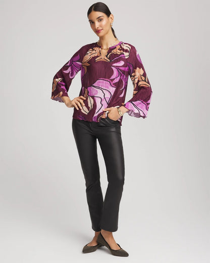Chico's Deals | Printed Pleated V-Neck Tee