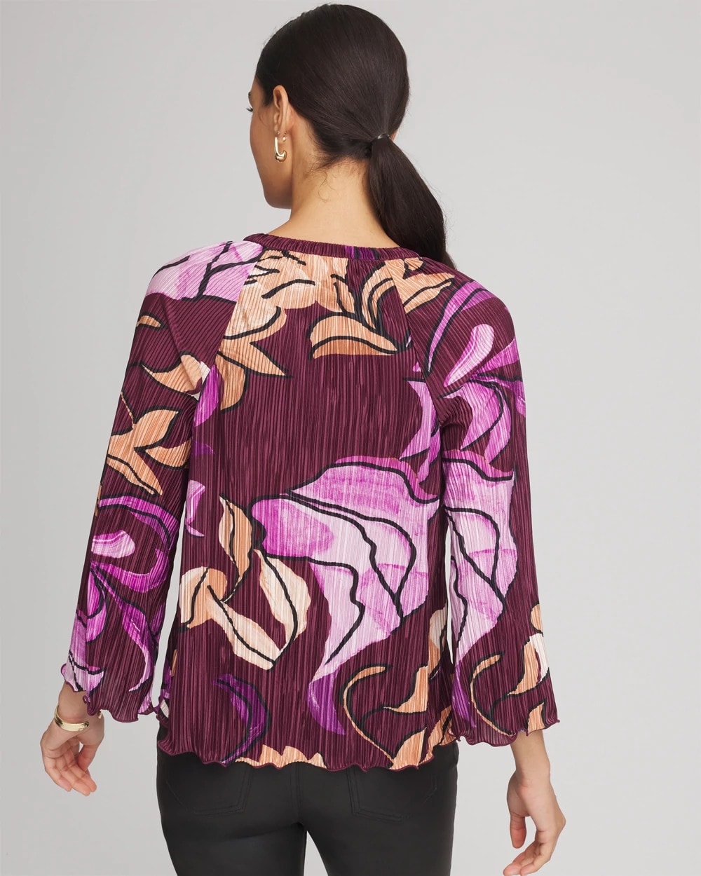 Chico's Deals | Printed Pleated V-Neck Tee