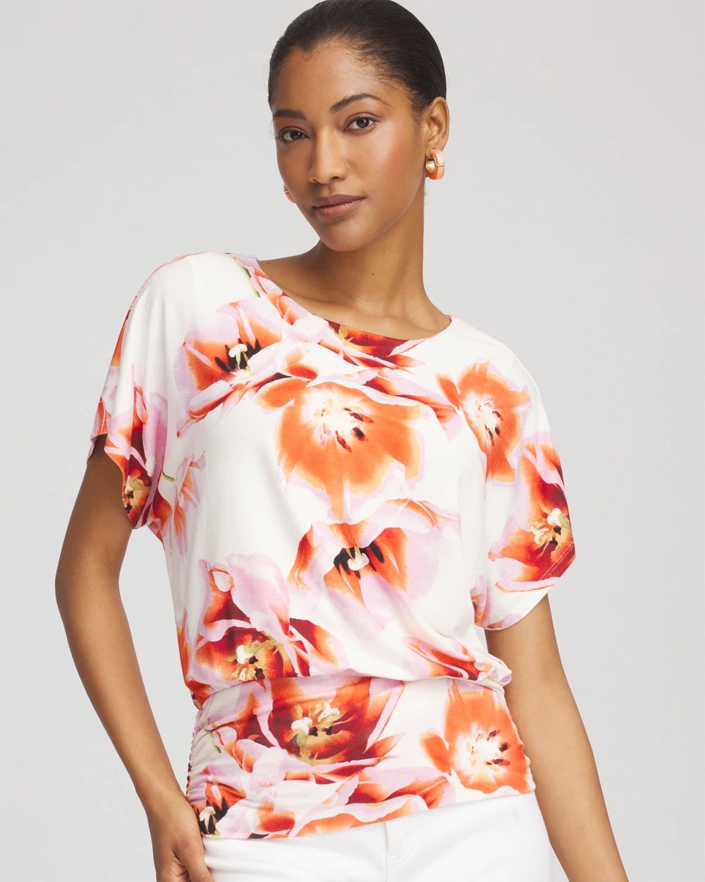 Chico's Best Seller | Touch of Cool™ Tropical Ruched Banded Hem Top