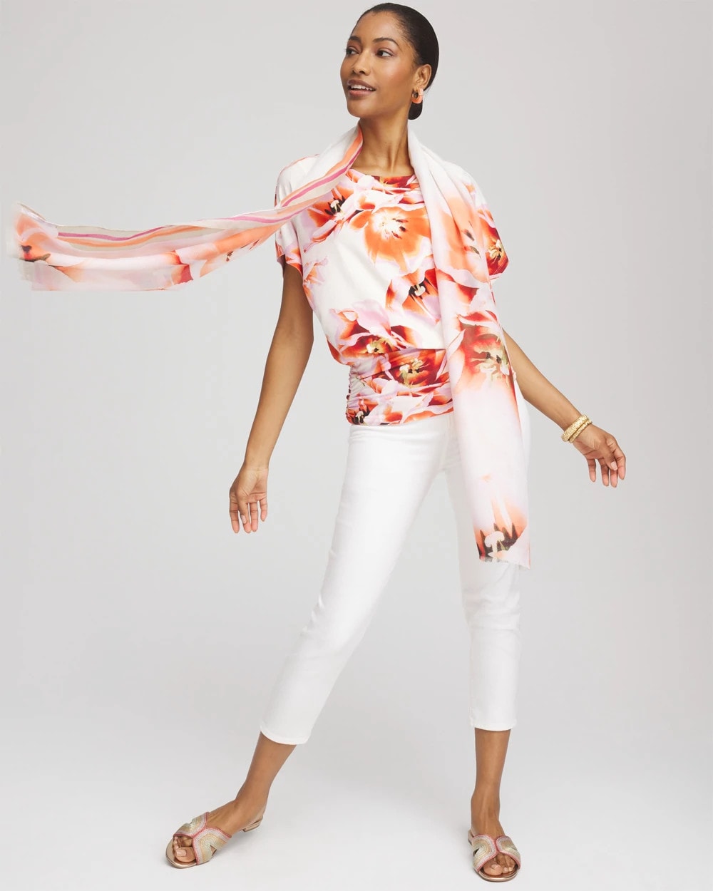 Chico's Best Seller | Touch of Cool™ Tropical Ruched Banded Hem Top