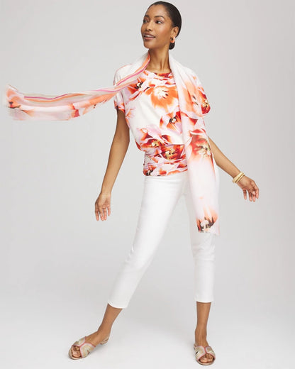 Chico's Best Seller | Touch of Cool™ Tropical Ruched Banded Hem Top