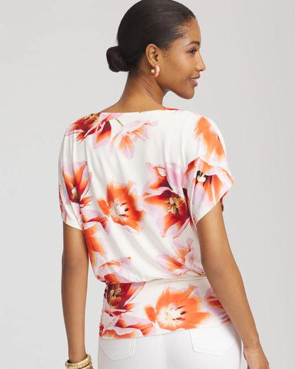 Chico's Best Seller | Touch of Cool™ Tropical Ruched Banded Hem Top