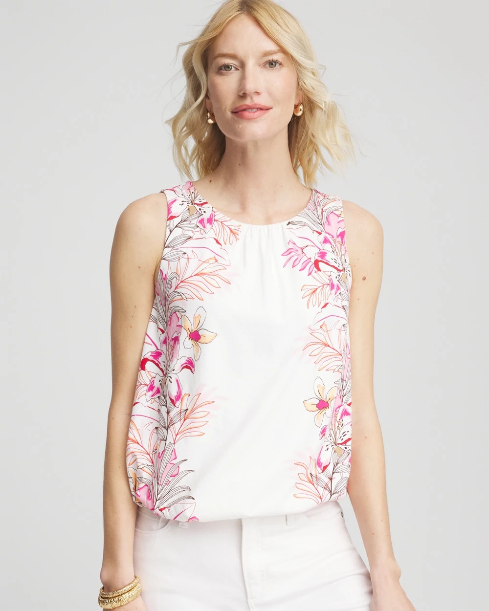 Chico's Recommended | Tropical Floral Bubble Hem Tee