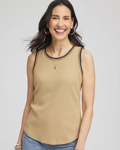 Chico's Smart Buy | Contrast-Trim Ribbed Cotton Tank Top