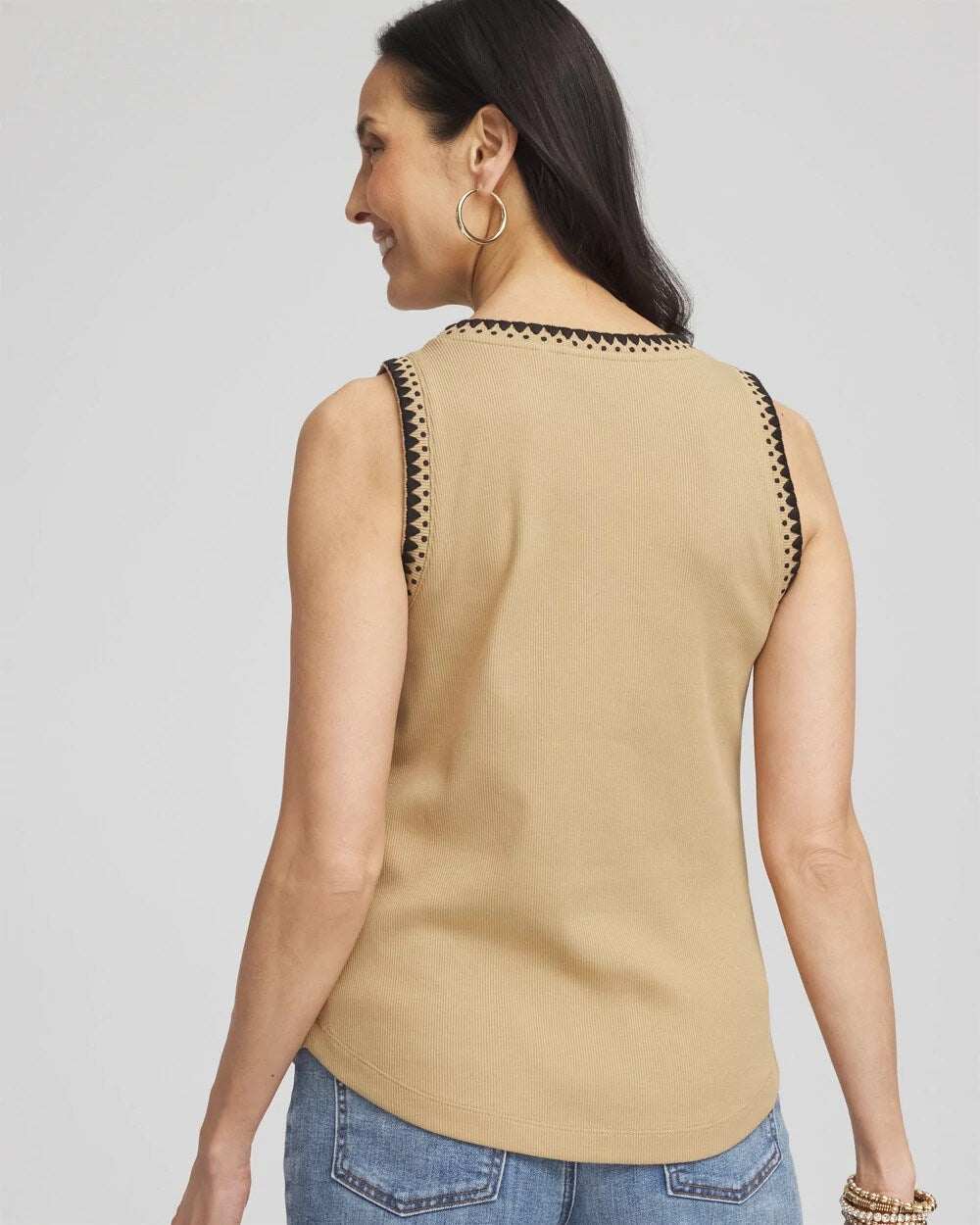 Chico's Smart Buy | Contrast-Trim Ribbed Cotton Tank Top