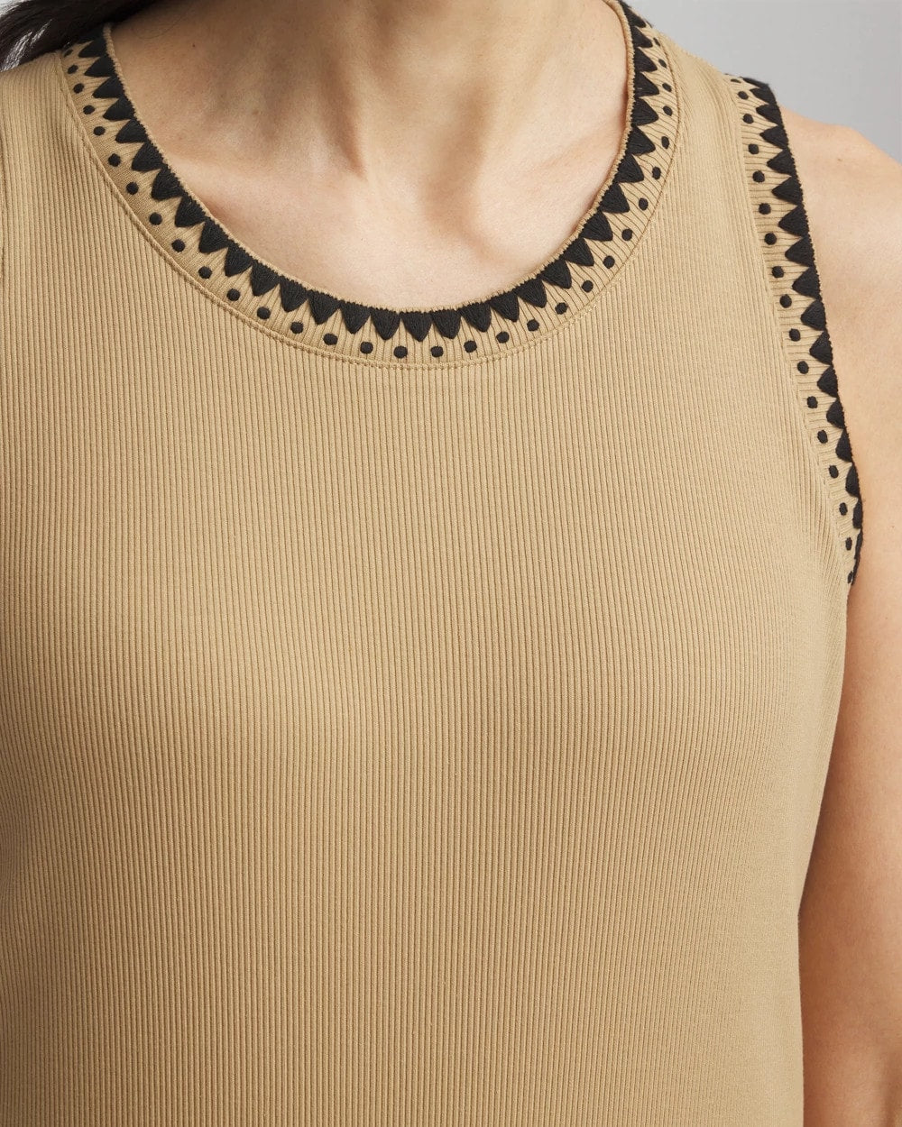 Chico's Smart Buy | Contrast-Trim Ribbed Cotton Tank Top