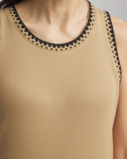 Chico's Smart Buy | Contrast-Trim Ribbed Cotton Tank Top