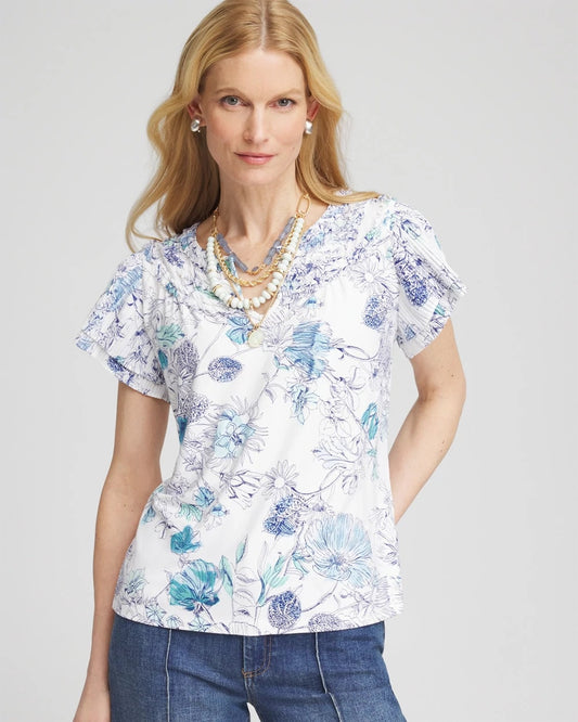 Chico's Trusted | Touch of Cool™ Floral Flutter Sleeve Tee