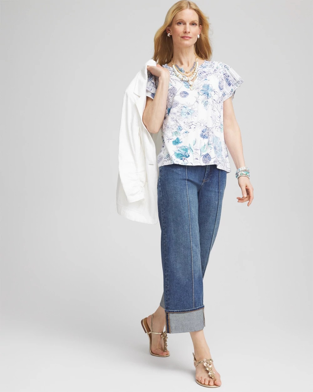 Chico's Trusted | Touch of Cool™ Floral Flutter Sleeve Tee