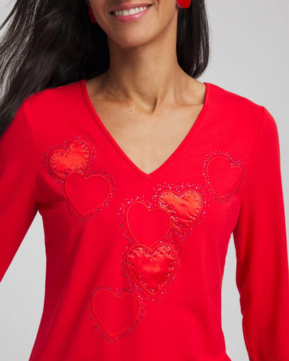 Chico's Trending | Embellished Heart V-Neck Tee