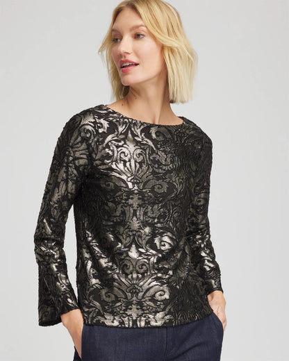 Chico's Popular | Art Deco Burnout Jacquard Top