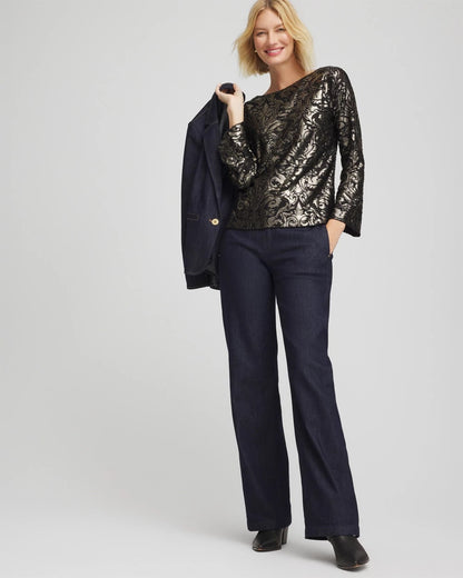 Chico's Popular | Art Deco Burnout Jacquard Top