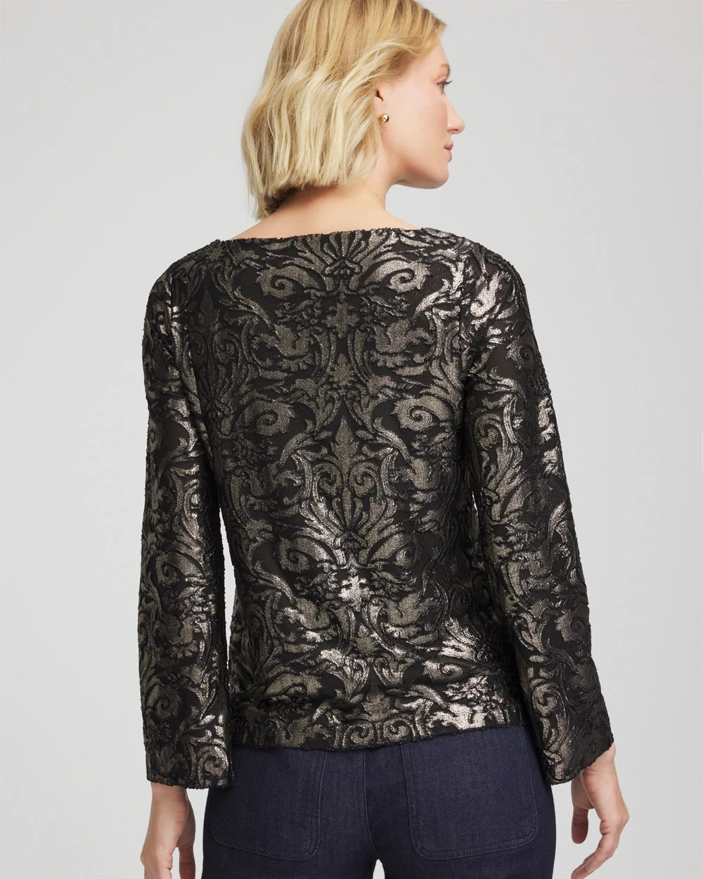 Chico's Popular | Art Deco Burnout Jacquard Top