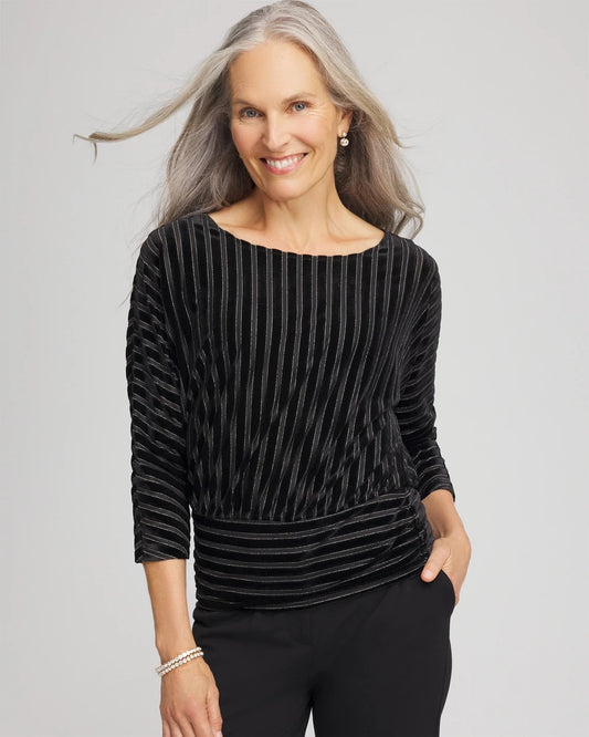 Chico's Featured | Velvet Burnout Stripe Banded-Bottom Top
