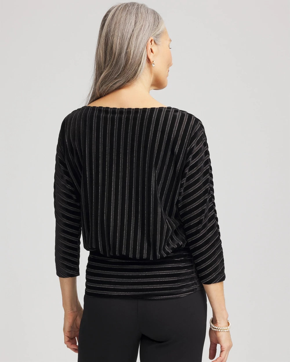 Chico's Featured | Velvet Burnout Stripe Banded-Bottom Top