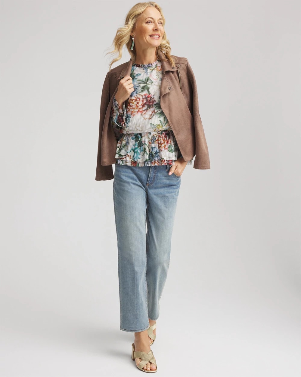 Chico's Exclusive | Rose Print Crinkle Top