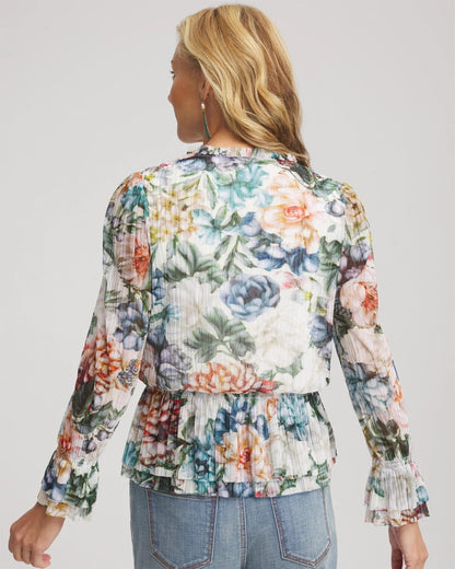 Chico's Exclusive | Rose Print Crinkle Top