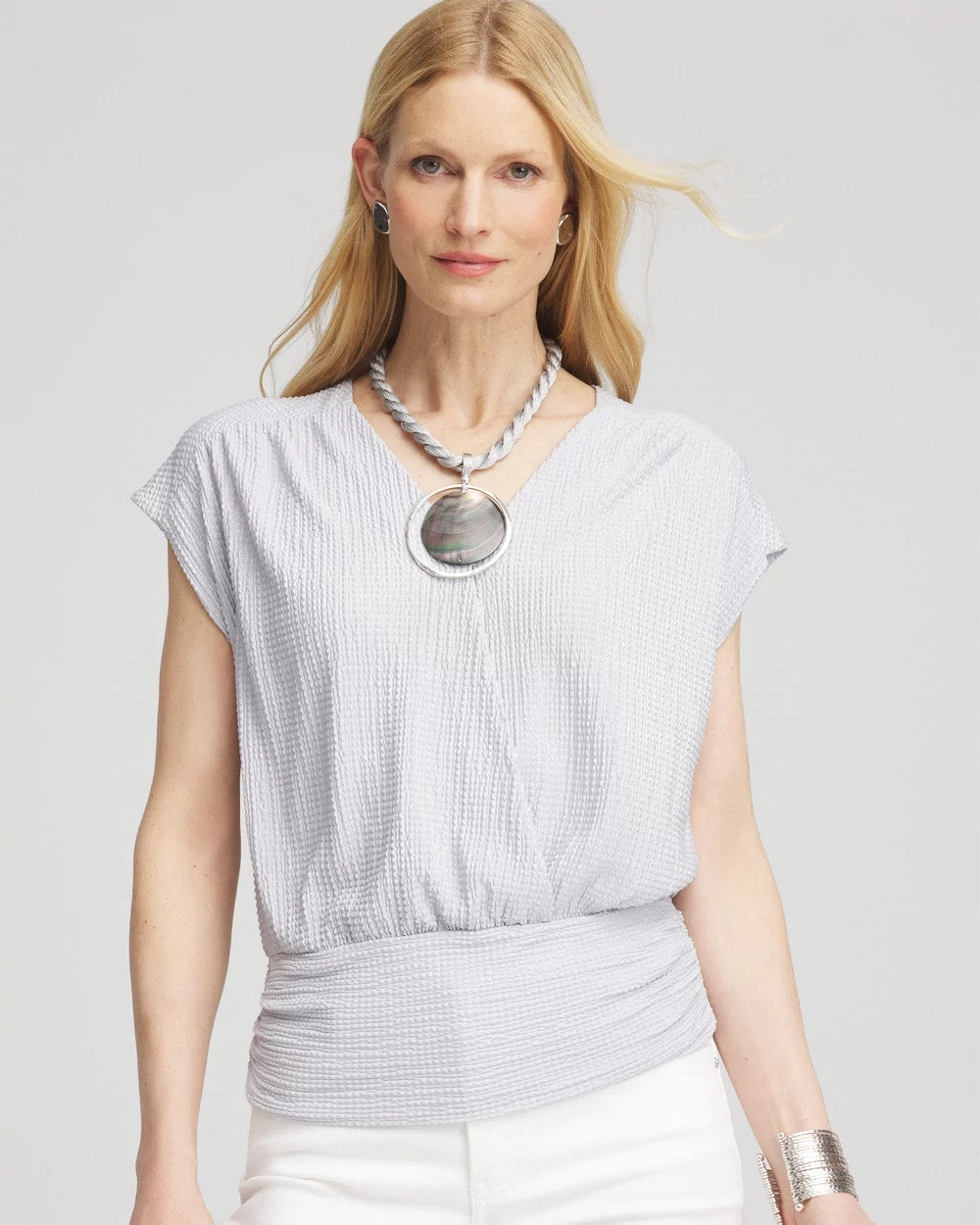 Chico's Sale | Foiled Knit Banded Bottom Top
