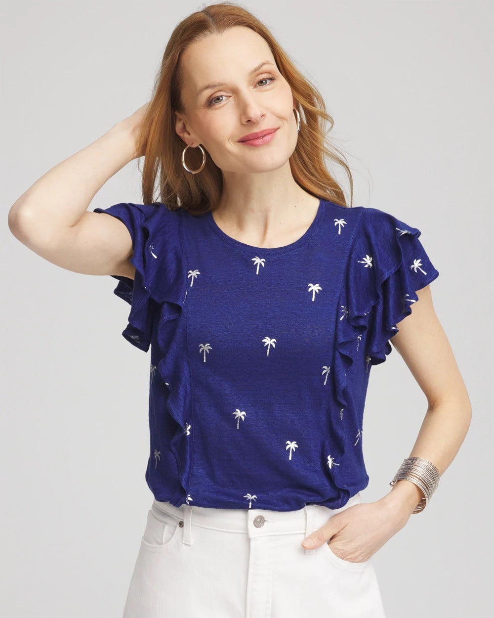 Chico's Customer Favorite | Foiled Flutter-Sleeve Linen Tee