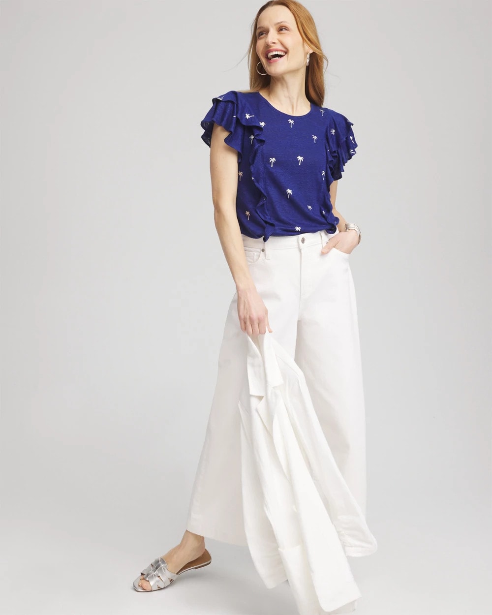 Chico's Customer Favorite | Foiled Flutter-Sleeve Linen Tee