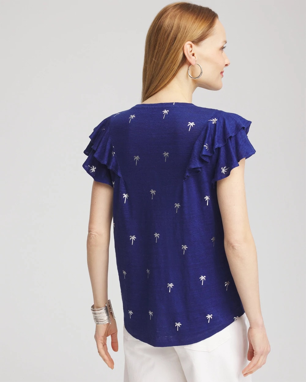 Chico's Customer Favorite | Foiled Flutter-Sleeve Linen Tee