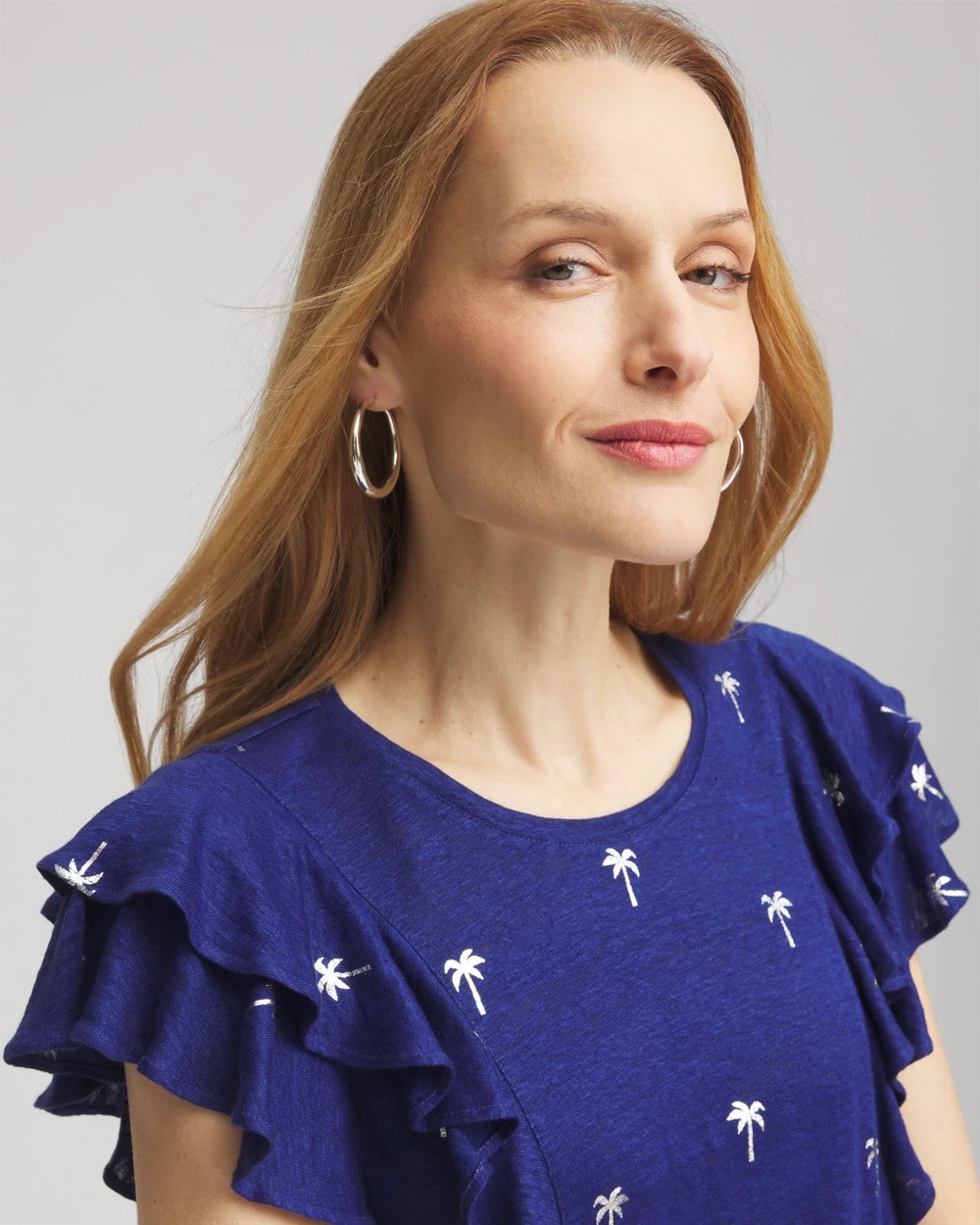 Chico's Customer Favorite | Foiled Flutter-Sleeve Linen Tee