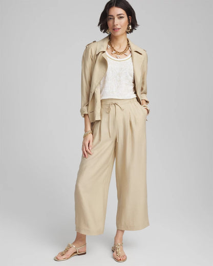 Chico's Classic | Printed Sweater Trim Linen Tee