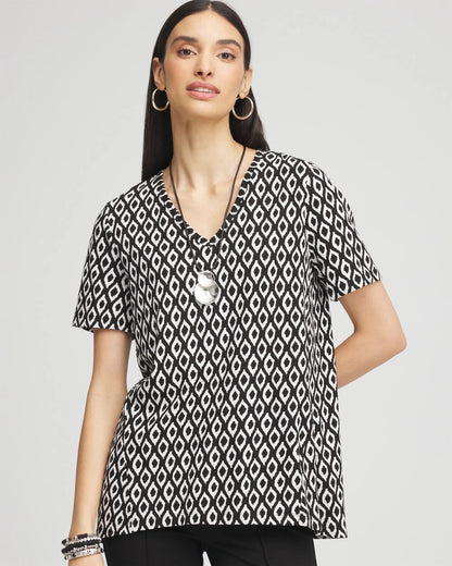 Chico's Premium | Graphic Slub V-Neck Tee