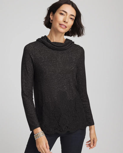 Chico's Smart Buy | Lace Hem Cowlneck Top