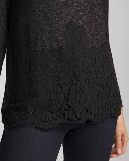 Chico's Smart Buy | Lace Hem Cowlneck Top