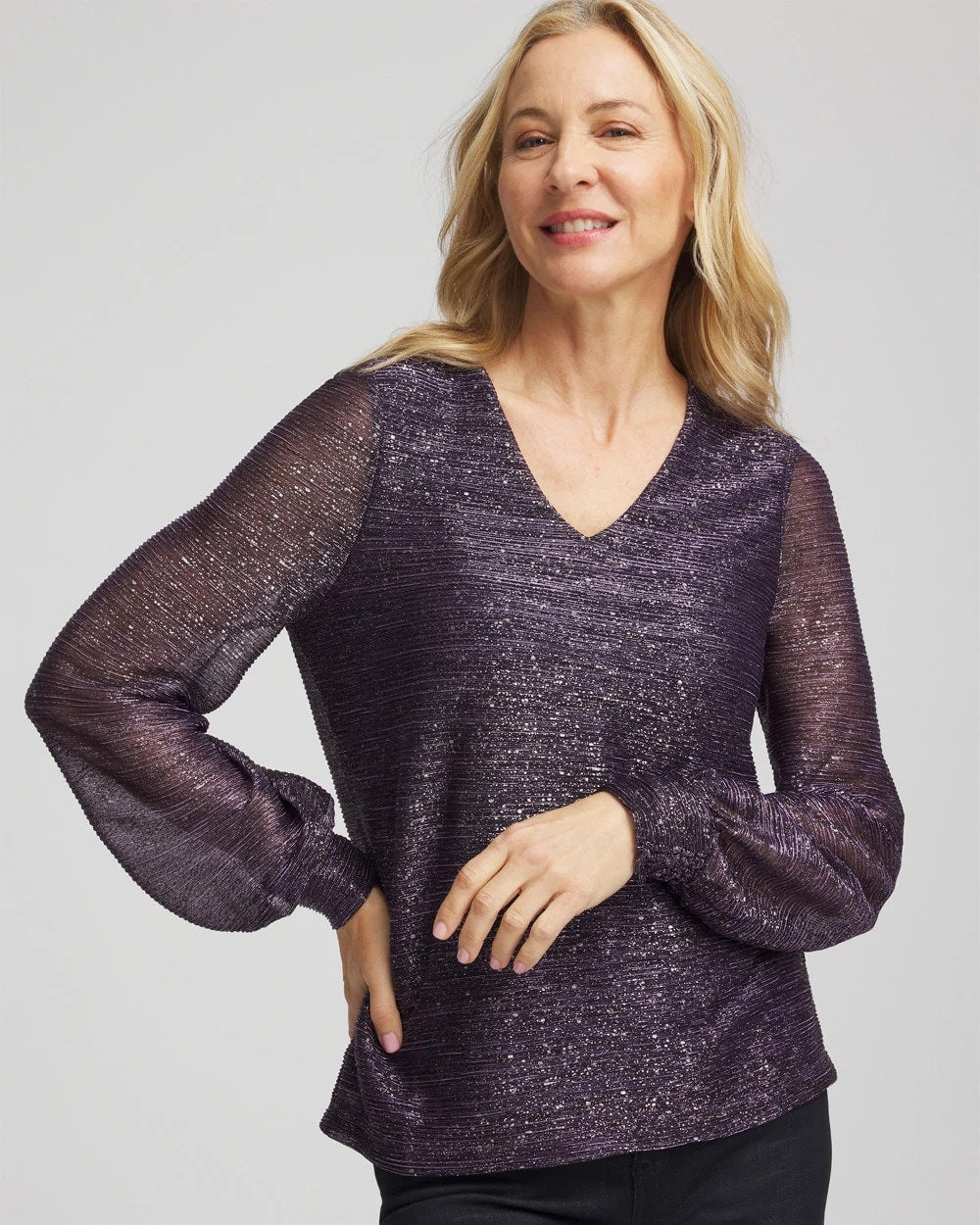 Chico's Classic | Foiled Bodre Top