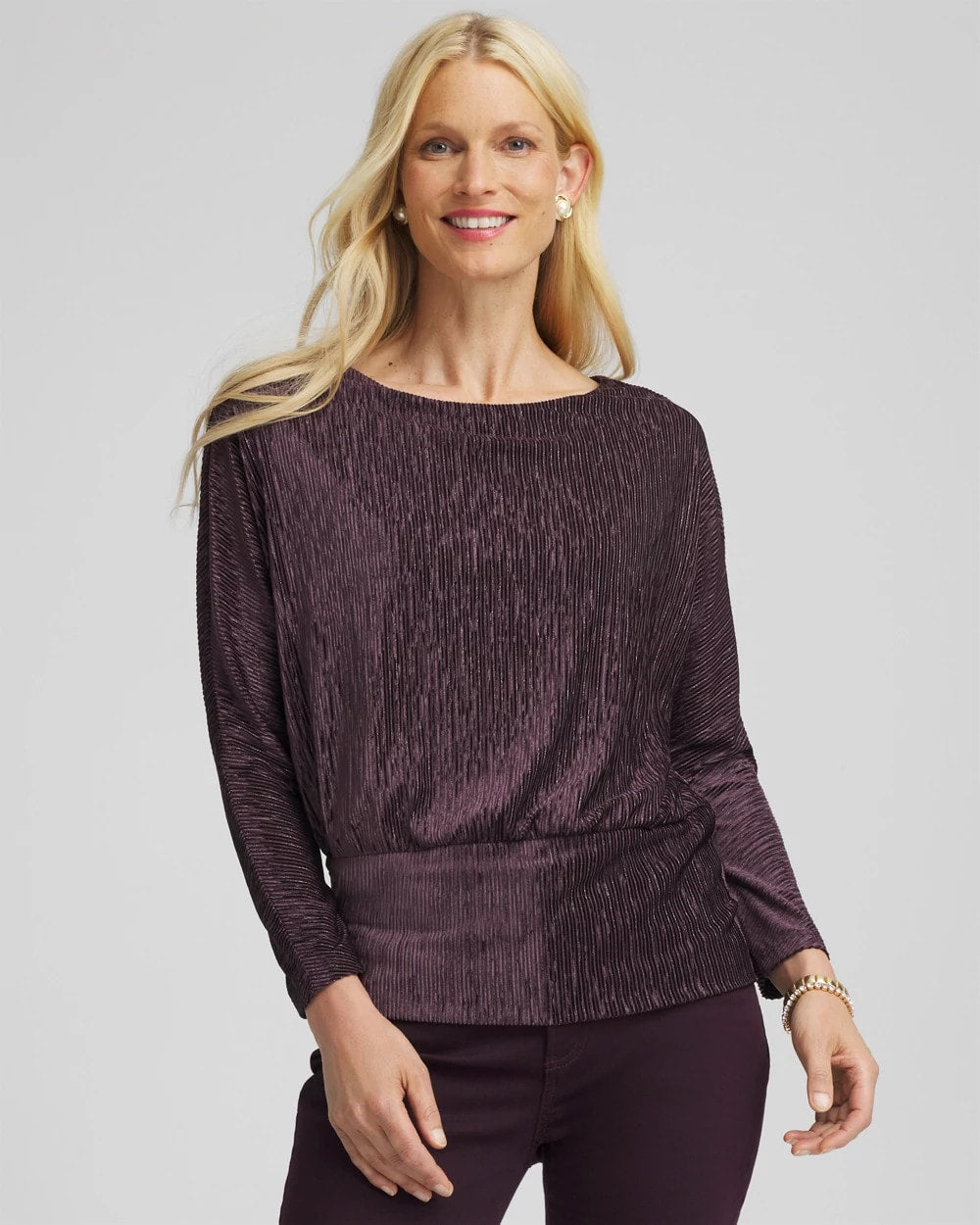 Chico's Trusted | Crinkle Velvet Banded-Bottom Top