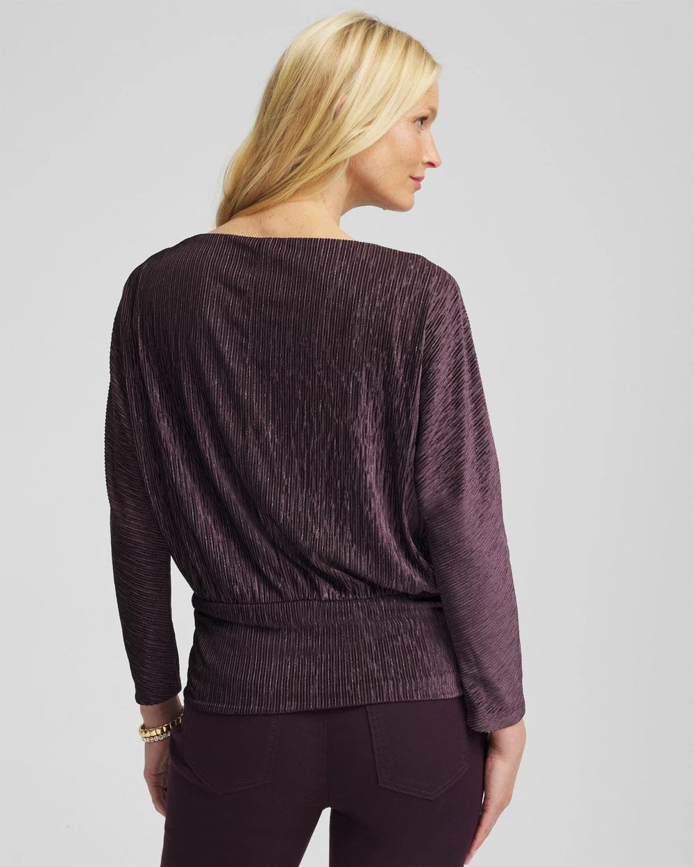 Chico's Trusted | Crinkle Velvet Banded-Bottom Top