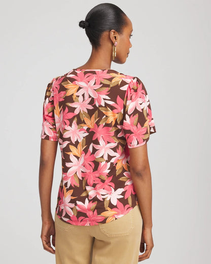 Chico's Featured | Floral Petal-Sleeve Voop Neck Tee