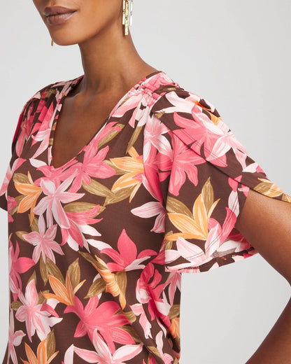 Chico's Featured | Floral Petal-Sleeve Voop Neck Tee