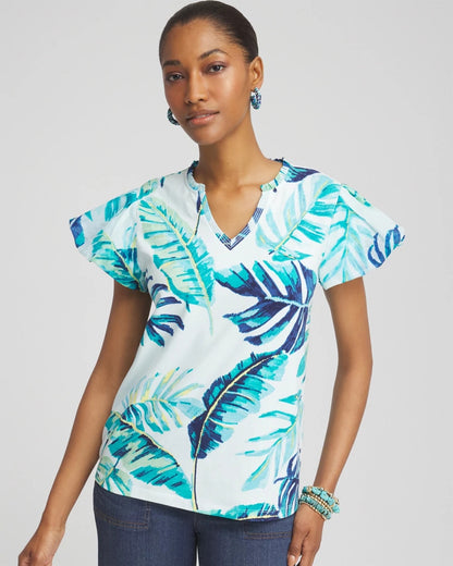 Chico's Premium | Notch Neck Cap Sleeve Tee