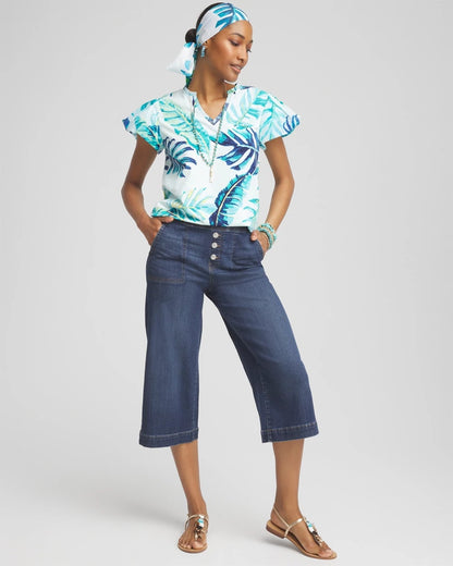 Chico's Premium | Notch Neck Cap Sleeve Tee