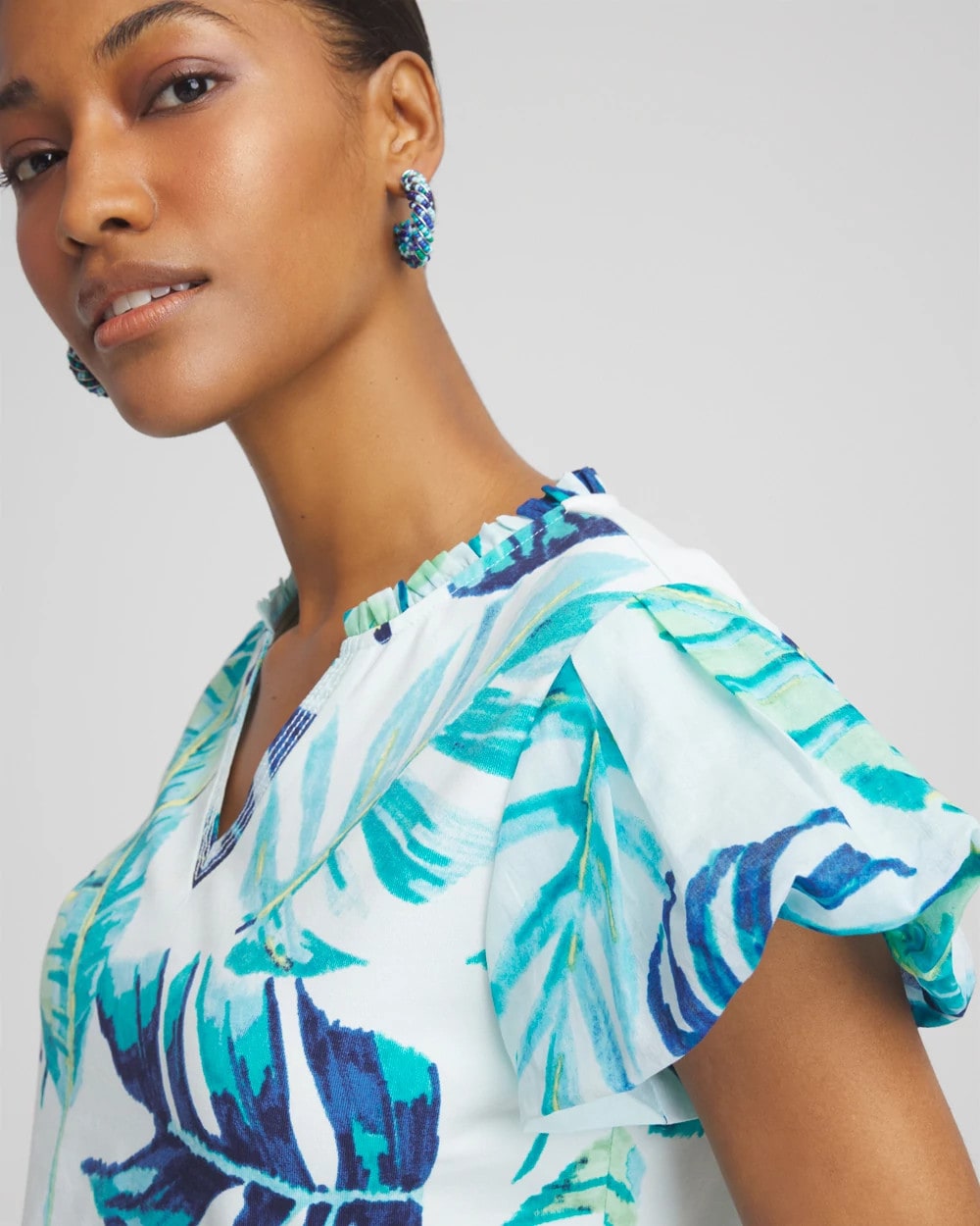 Chico's Premium | Notch Neck Cap Sleeve Tee