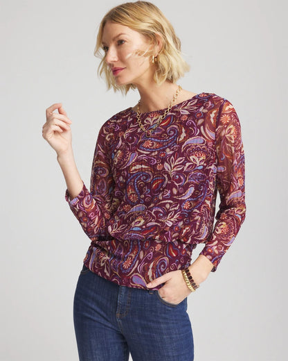 Chico's Customer Favorite | Paisley Textured Banded-Hem Top