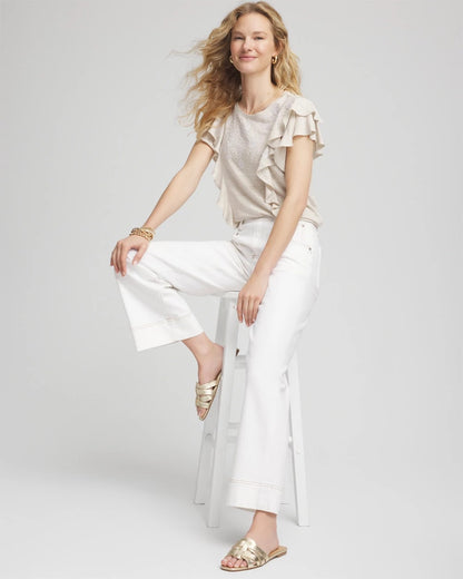 Chico's Discount | Embroidered Flutter-Sleeve Tee
