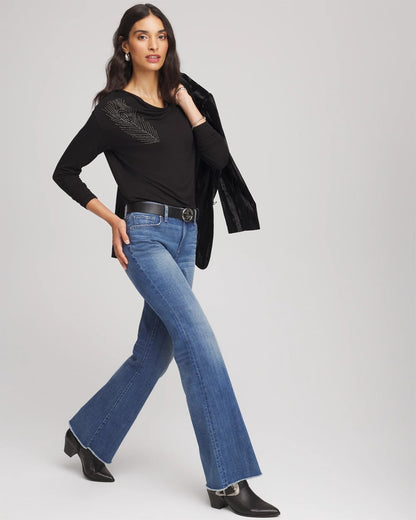 Chico's Classic | Embellished Cowlneck Dolman Tee